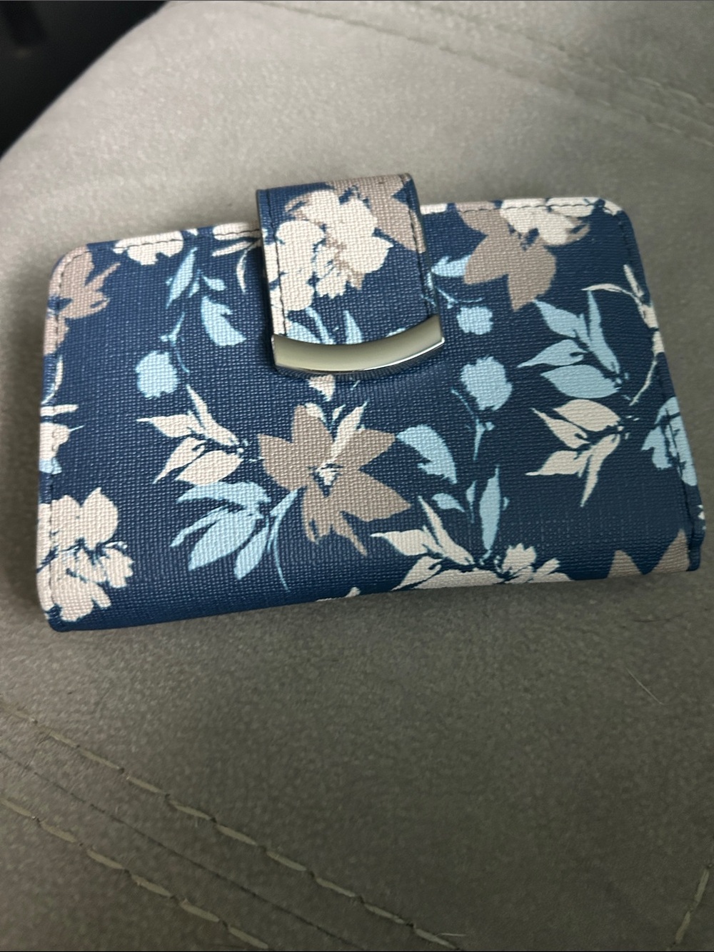 mundi Blue Floral Snap Compact Wallet